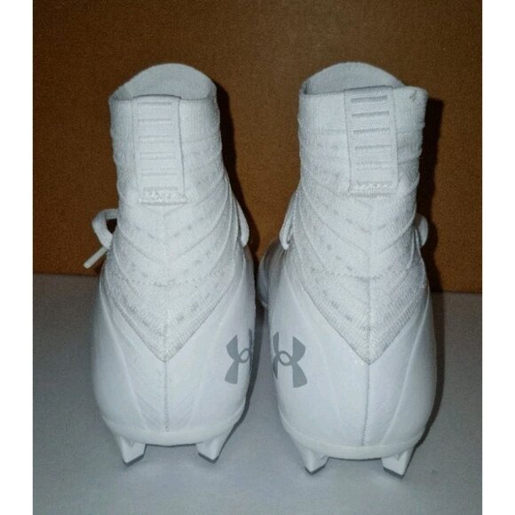 UNDER ARMOUR HIGHLIGHT 2 MC KNIT WHITE FOOTBALL CLEATS MEN\'S SIZE 9.5 NEW